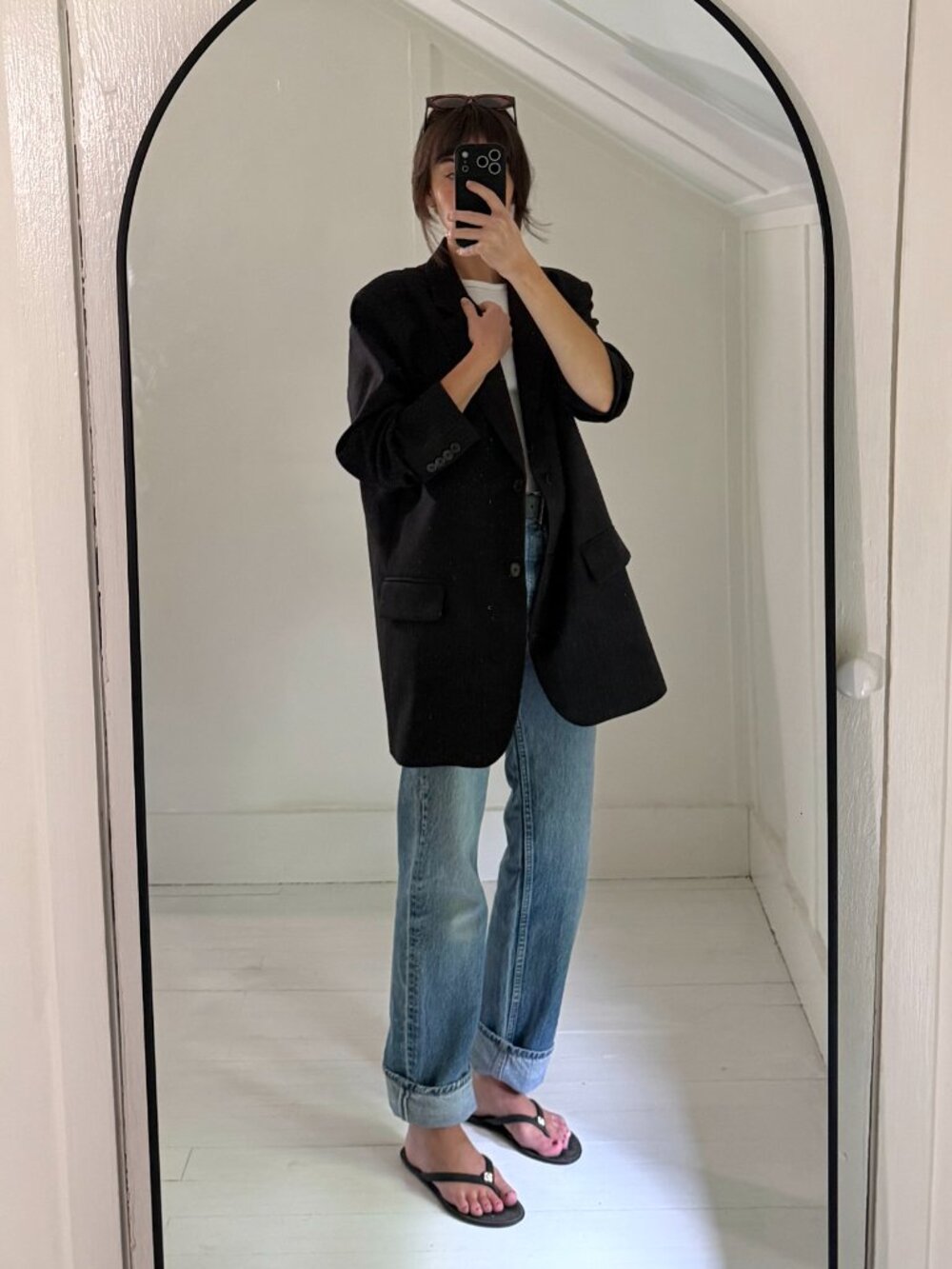 Normal / The Frankie Shop Wool Pinstripe Oversized Blazer Jacket Size XS/S Black - Picture 3 of 10